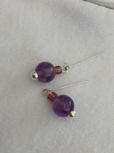 Doll earrings amethyst beads - doll,