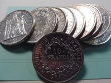Lot of 10 X 10 Hercules Francs - Silver 900/1000 - Various Years and Condition