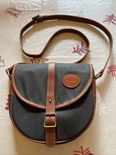 Barbour Jura Thornproof Shoulder Bag In Navy Wax proof With Brown Leather Strap.