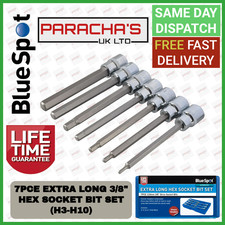 Male HEX Bit Sockets Set extra long 3-10mm Hex Allen key Socket  Bits 3/8" drive