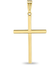 Real Solid 1/20 14K Yellow Gold Cross Crucifix Religious Pendant Necklace in mm