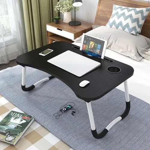 Wooden laptop table with cup - wooden,