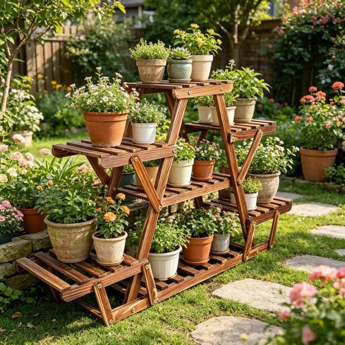 Wooden plant stand - indoor, 6