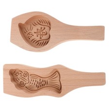 2 Pcs Wooden Mold with Carp and Peach Pattern Making and Mid Autumn Festival