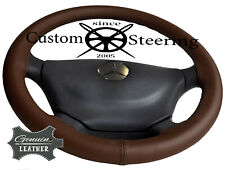 BROWN REAL LEATHER STEERING WHEEL COVER FOR MERCEDES W201 190 1982-1993