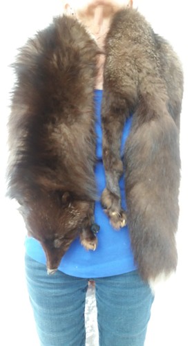 Vintage brown fox fur stole - stole, /