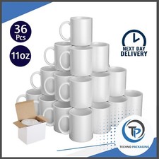 36 Sublimation Mugs 11oz White Large Handle ORCA Coated Heat Press +Gift Boxes!!