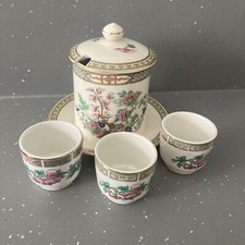 Indian Tree Crown Ducal Sugar Pot, Condiment Set. Vintage English Pottery Set