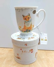 Boxed The Leonardo Collection Fox Footed Mug Fine Bone China Wildlife 11 cm Tall
