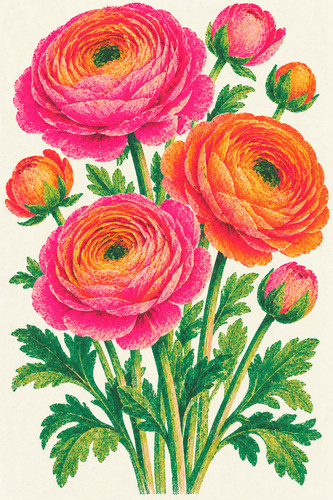 Ranunculus risograph print - 34.,