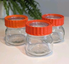 Ravenhead Kilner Jars. Orange Screw Top Storage Jars (X3) 500ml 1970s. VGC!