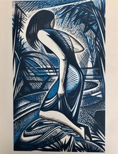 John Buckland-Wright ‘The Bather’ two colour Engraving 1950 Image, Shenval Press
