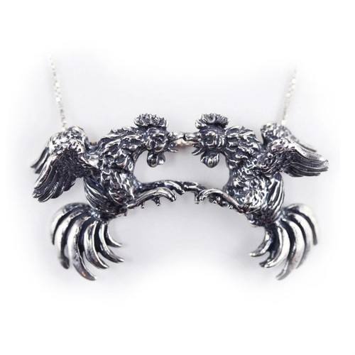 Cock fight sterling - cock, silver