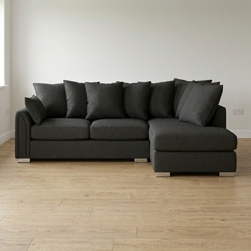 Black couch chenille corner - couch,