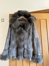 grey winter Deer Skin coat Fox