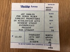 Rod Stewart at Wembley Arena 1986 Used Ticket. 