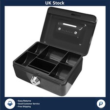 Secure Black Cash Box with Removable Coin Tray - Perfect for Teaching Savings