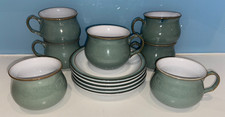 Denby Regency Green 6 x Tea Coffee Cups & Saucers and sugar bowl vintage