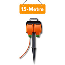 Masterplug Outdoor Double Socket Spike with 15m Lead – Weatherproof