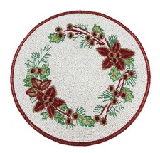 Festive Poinsettia Christmas 12" Round Table Mat