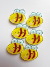 6pc Bumble Bee Resin Buttons