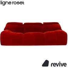 Ligne Roset Plumy Fabric Three-Seater Red Manual Function Sofa Couch