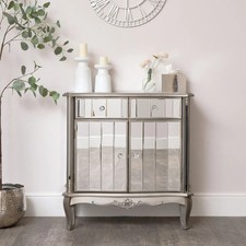 Small Mirrored Storage Sideboard - Tiffany Range Cupboard Cabinet Mirror Silver