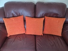 Three Burnt Orange Coloured Cushions Good Condition 35cm x 35cm