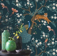 Navy Teal Tropical  Tiger