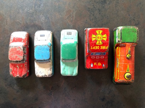 Vintage tin plate cars train - plate,