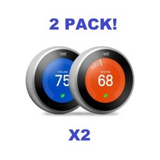 2-Pack: Google Nest Learning Thermostat 3rd Gen Stainless Steel Bundle Third Gen