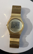 Vintage Microma Digital Gold Tone  LCD Watch Working 35mm