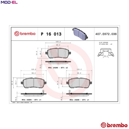 Brake pad set disc - set, p