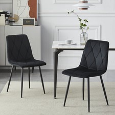 4/6X Dining Chairs Set Velvet Padded Seat Metal Legs Home Kitchen Office