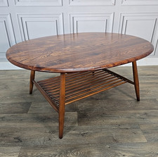 Vintage Ercol Coffee Table – Oval Supper Magazine Rack - Elm - Retro Model 454 ?