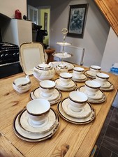 Wedgwood CORNUCOPIA tea set for eight with three tier cake stand