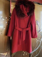Stunning Maxmara Mango Pure Wool And Fox Fur Coat 10uk