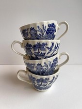 Set of 4 vintage Churchill blue willow pattern blue transferware gift idea
