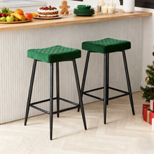 2/4X Bar Stools Breakfast Kitchen Stool Industrial Barchair Velvet/PU Seat Metal