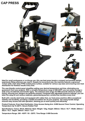 Pixmas cap press for - cap, dtf