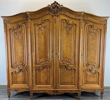 Wardrobe Vintage French Louis  XVI Style Oak  Armoire with Curved LOT 4174