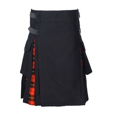 Men's Hybrid Leather Straps, Cotton & Tartan Utility Kilt - Wallace