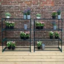 Steel Garden Greenhouse Staging Shelving Racking (4 Tier) Double Pack