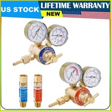 Oxygen and Acetylene Regulator Welding Gas Gauges Pair + Flashback Arrestors Kit