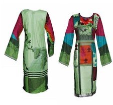 Ladies Indian Kurti Pakistani Kurta Cotton Digital Print Tunic Dress Kameez SF40