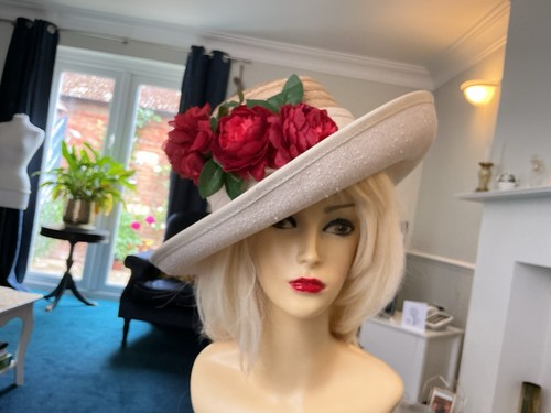 Vintage cream silk straw - silk, hat