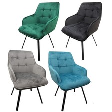 2Pcs Modern Swivel Dining Chairs Metal Legs Tufted Padded Seat Rotatable Base
