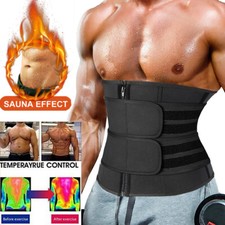 Men Slimming Waist Trainer Trimmer Sauna Sweat Belt Gym Fat Burner Body Shaper @