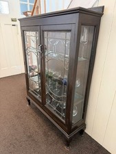 Brown Wood Glass Door Cabinet Unit 1950s Vintage Style - Collection from Essex