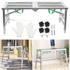 Folding Hop Up Work Platform Step Up Bench Plasterers Ladder Stool 300mmX1200mm
